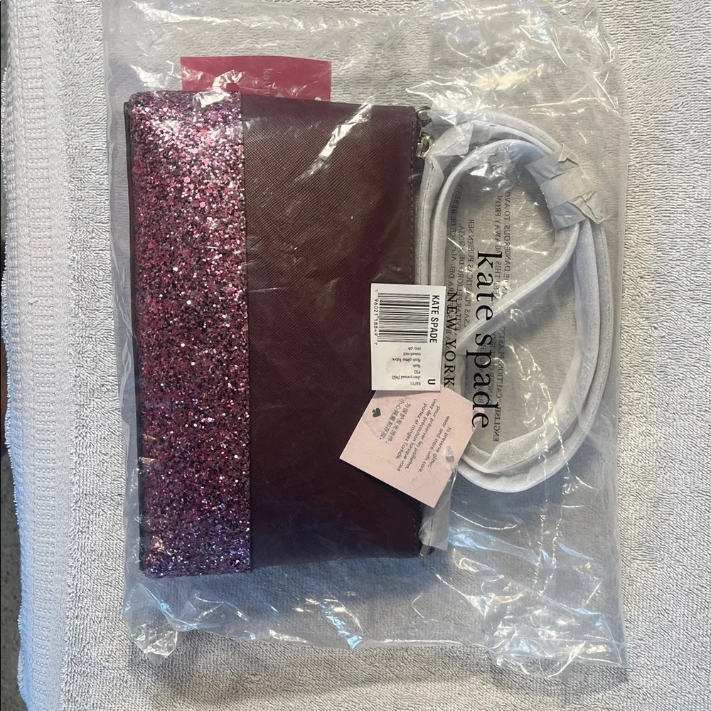 Hostess Pick 💥 Kate Spade Burgundy and Pink Glitter Crossbody Bag New with Tags.